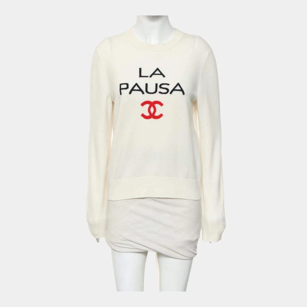 Chanel Chanel Cream LA PAUSA Wool Sweater M 2