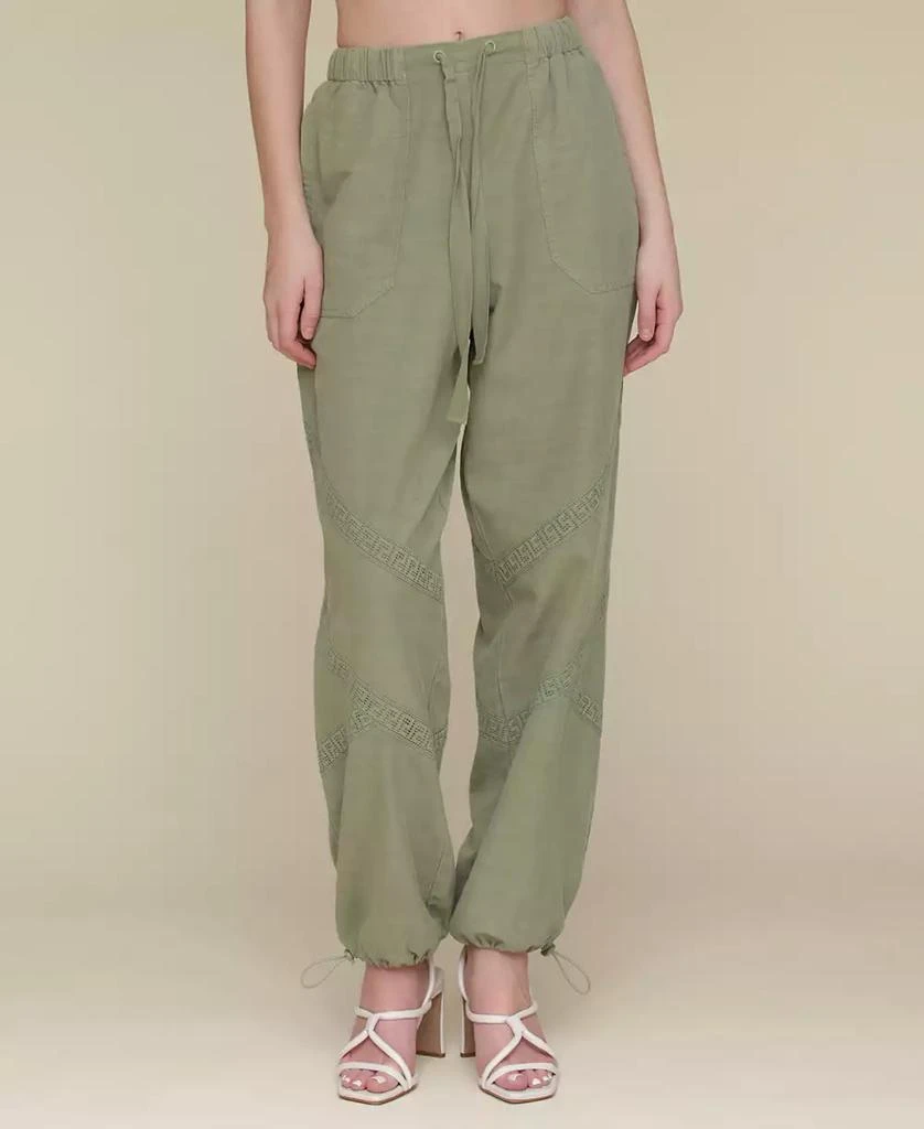 Avec Les Filles Women's Crochet-Trim Soft Utility Jogger Pants 1