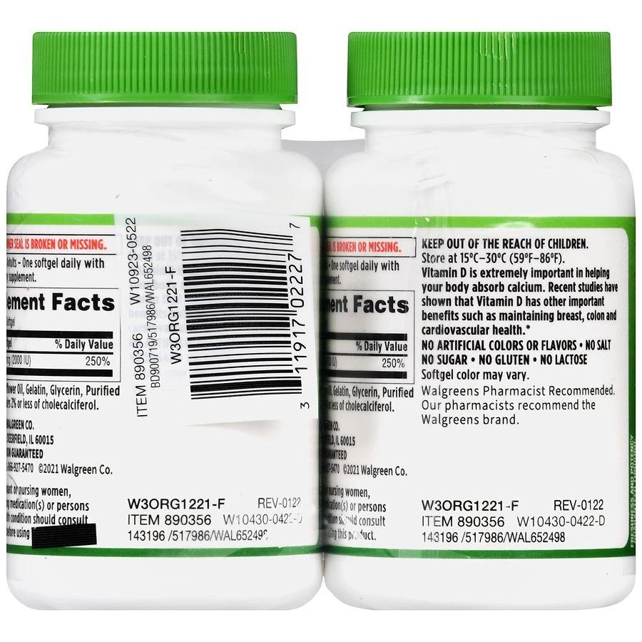 Walgreens Vitamin D3 50 mcg Softgels (440 days) 5