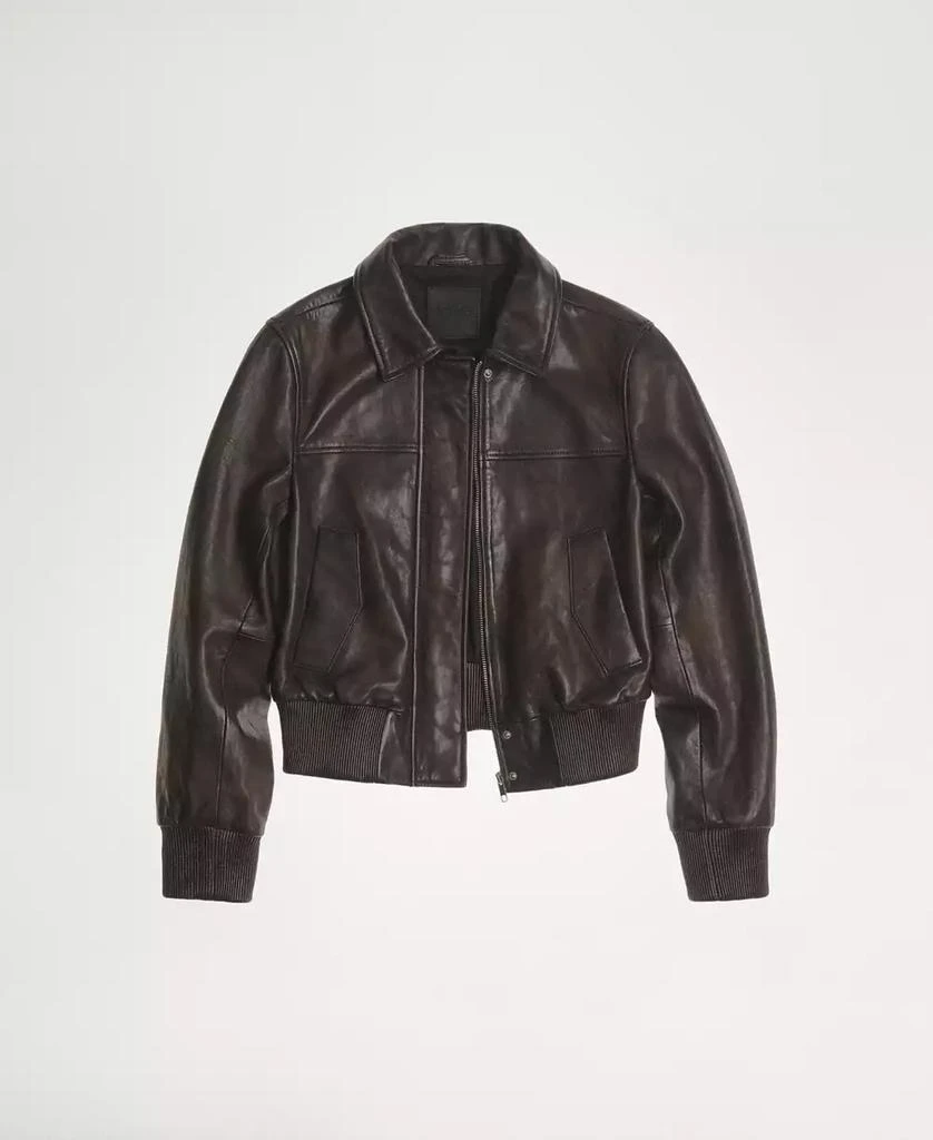 Mango Women's Leather Bomber Jacket 1