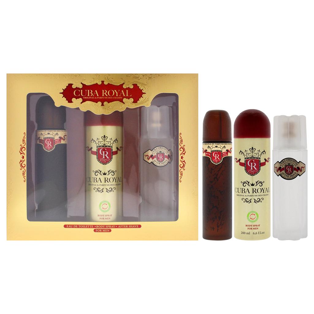 cuba Royal by for Men - 3 Pc Gift Set 3.3oz EDT Spray, 6.6oz Body Spray, 3.3oz After Shave