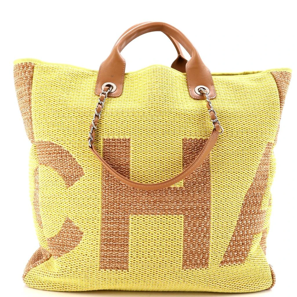 Chanel Deauville Logo Shopping Tote Printed Raffia Large 1