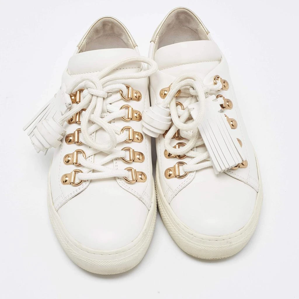 Tod's Tod's White Leather Tassel Lace Up Sneakers Size 34.5 3