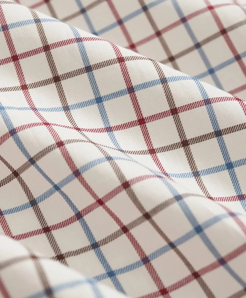 Brooks Brothers Luxe Cotton Twill Polo Button Down Collar, Windowpane Shirt 3