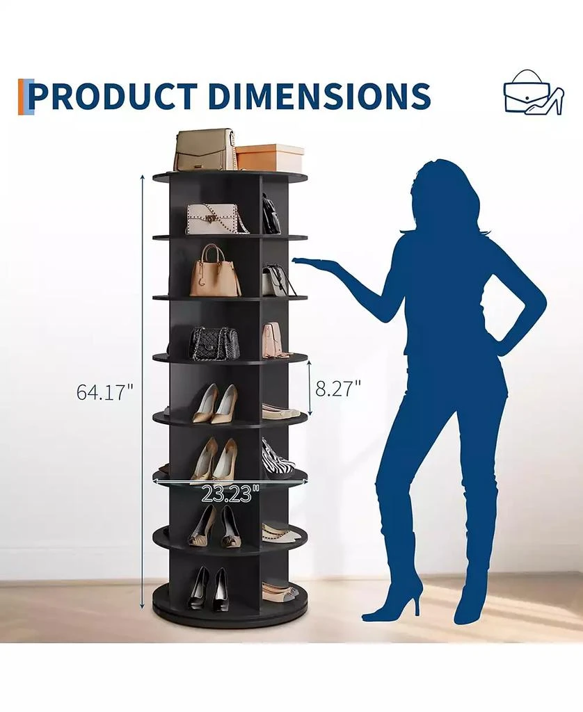 gaomon 7 Tier Rotating Shoe Rack Tower,360°Revolving Free Standing Spinning Organizer,Vertical Spinning Shoes Display,Rotate Shoes Closet Organization 3