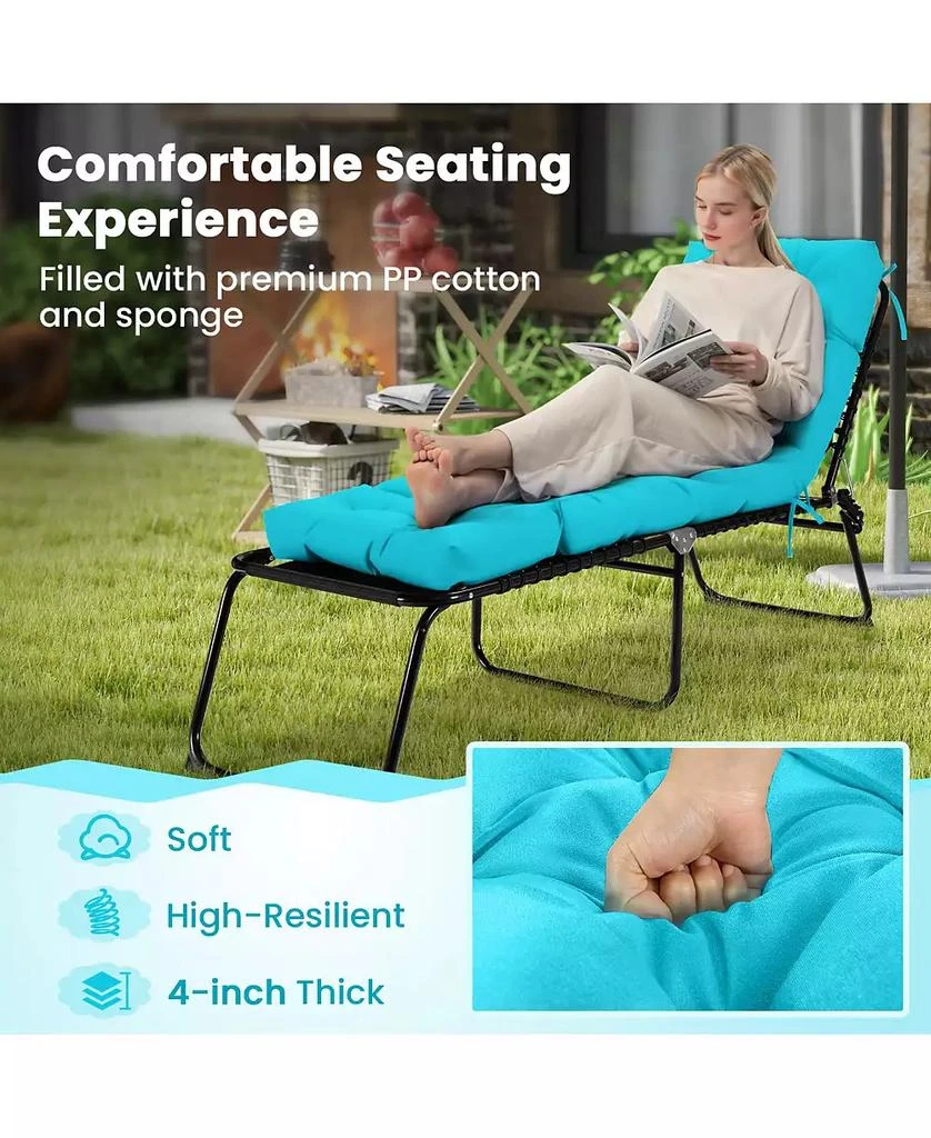 Slickblue Outdoor Chaise Lounge Cushion with Ties for Poolside 7