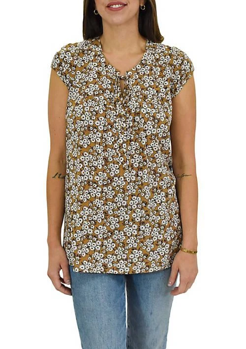 DR2 by Daniel Rainn By Daniel Rainn Floral Cap Sleeve Tunic Top 1