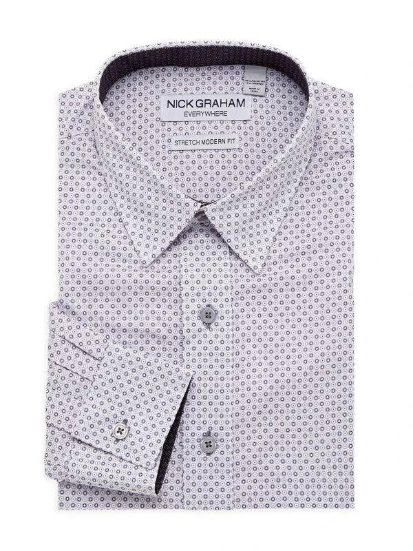 Nick Graham Print Stretch Modern Fit Dress Shirt 1