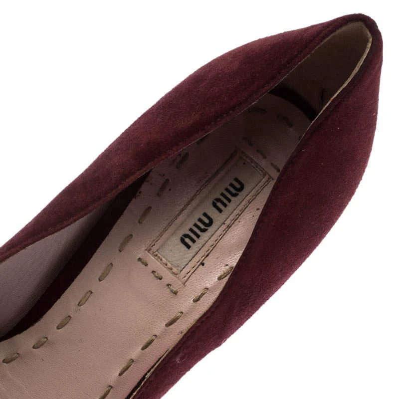 Miu Miu Miu Miu Maroon Suede Curved Heel Pumps Size 40 7
