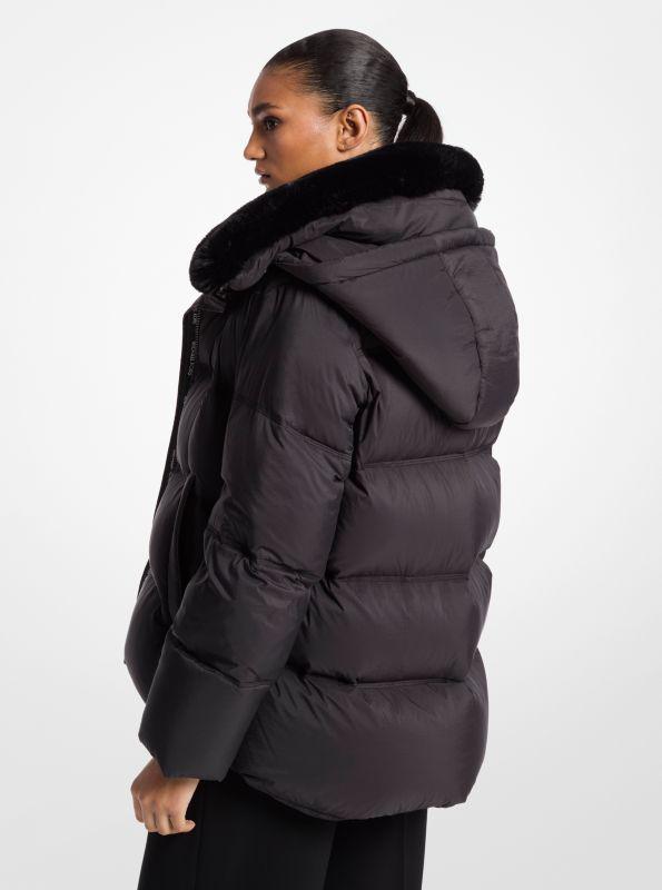 Michael Kors Quilted Puffer Jacket With Faux Fur Collar