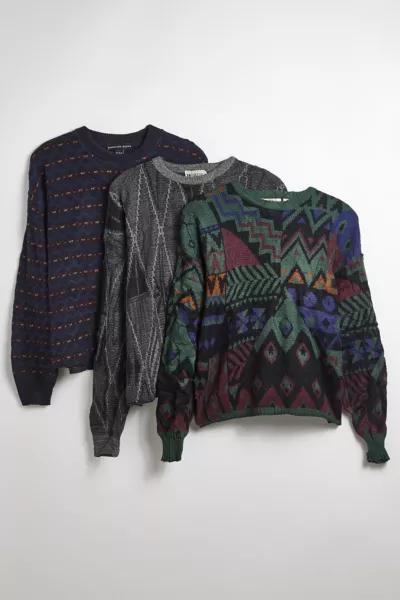 Urban Renewal Urban Renewal Remade Patterned Boxy Cropped Crew Neck Sweater