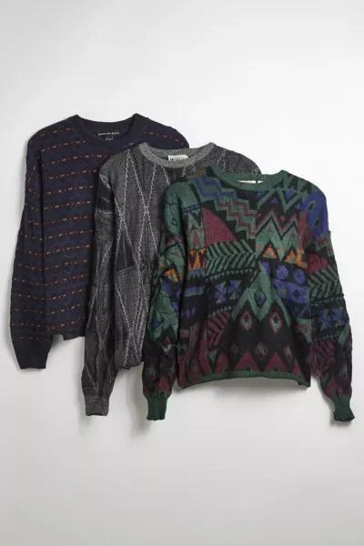 Urban Renewal Urban Renewal Remade Patterned Boxy Cropped Crew Neck Sweater 2