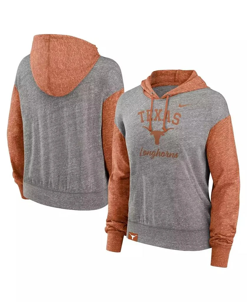 NIKE Women's Heather Gray/Texas Orange Texas Longhorns Blitz Color Block Legacy Pullover Hoodie 1