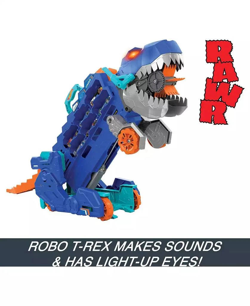 Hot Wheels City Ultimate Hauler, Transforms Into A T-Rex with Race Track, Stores 20 Plus Cars 3