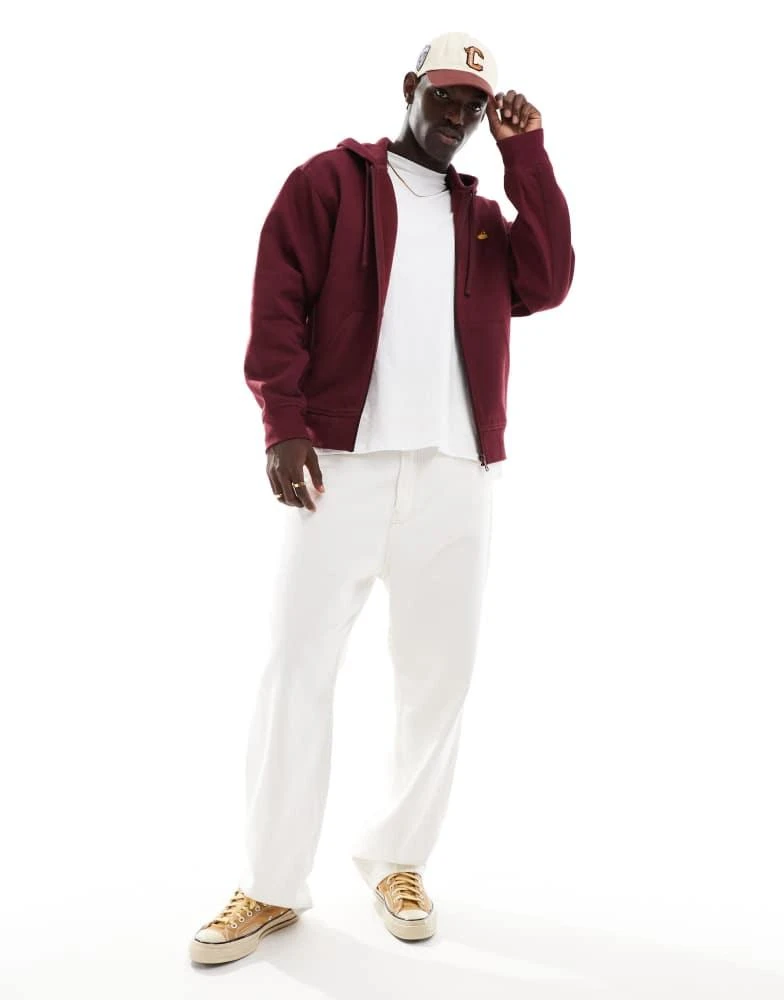 Carhartt WIP Carhartt WIP american script zip hoodie in red 2