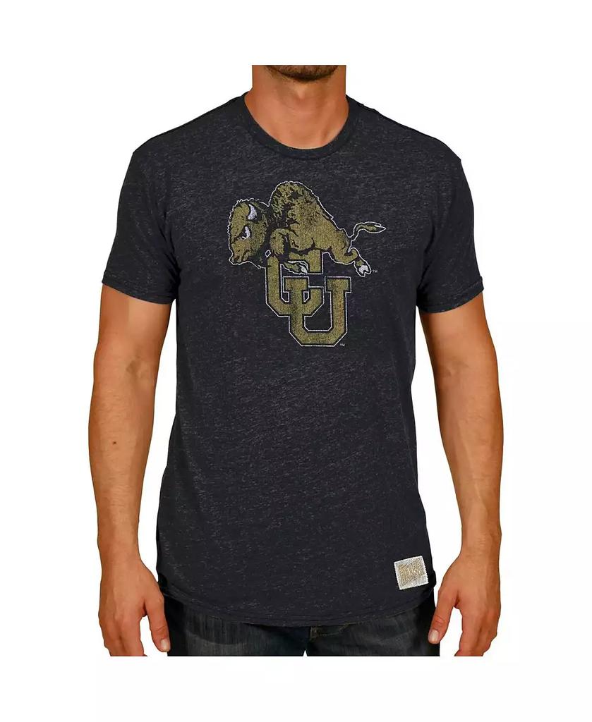 The Original Retro Brand Men's Black Colorado Buffaloes Vintage-Like Tri-Blend Logo T-shirt