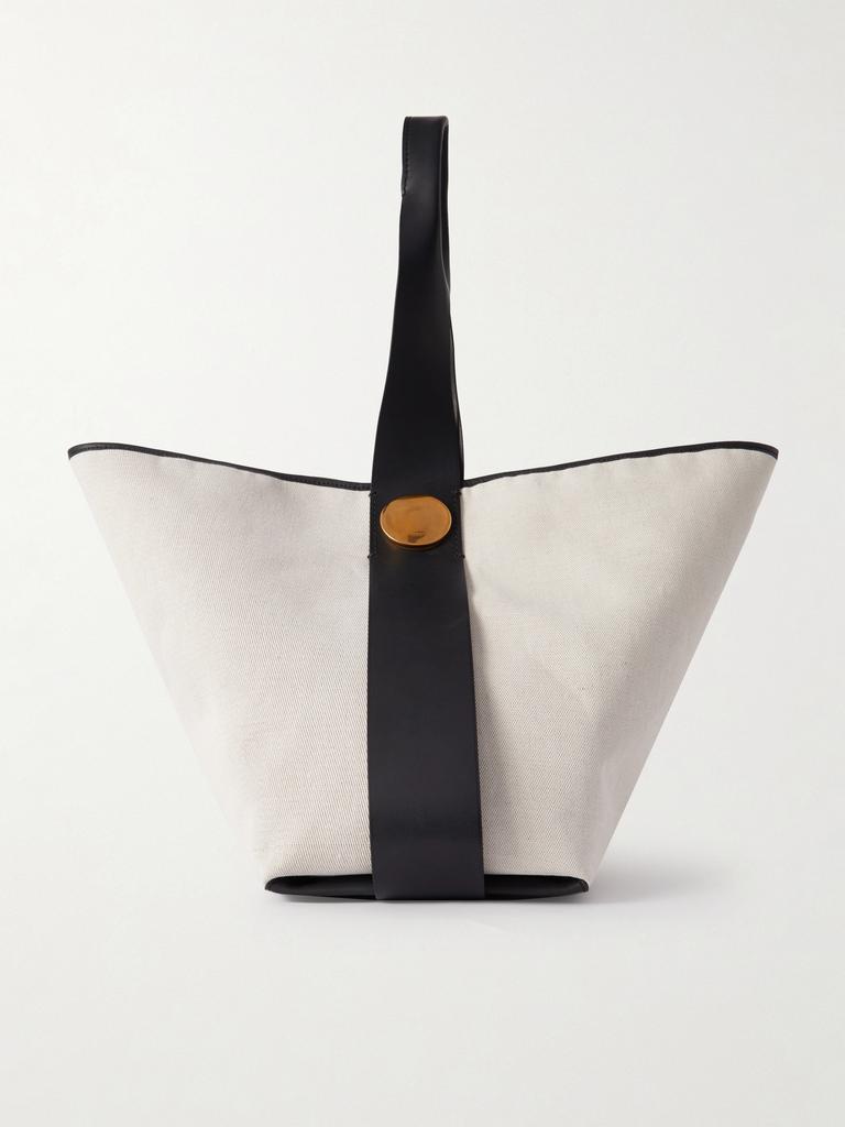 【Jil sander】TWISTED HOBO SMALL Jil Sander Twisted Hobo 皮革边饰帆布手提包 - Shoulder Bags