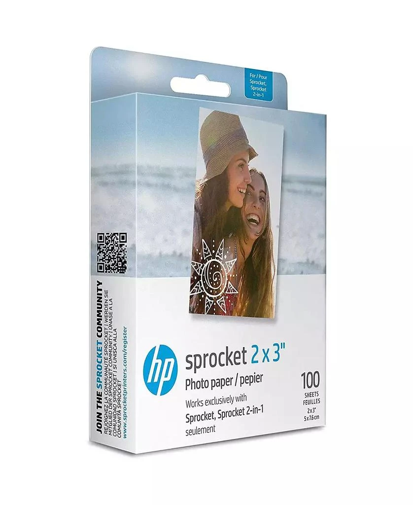 HP Sprocket 2x3” Premium Zink Sticky Back Photo Paper - 100 Sheets 1