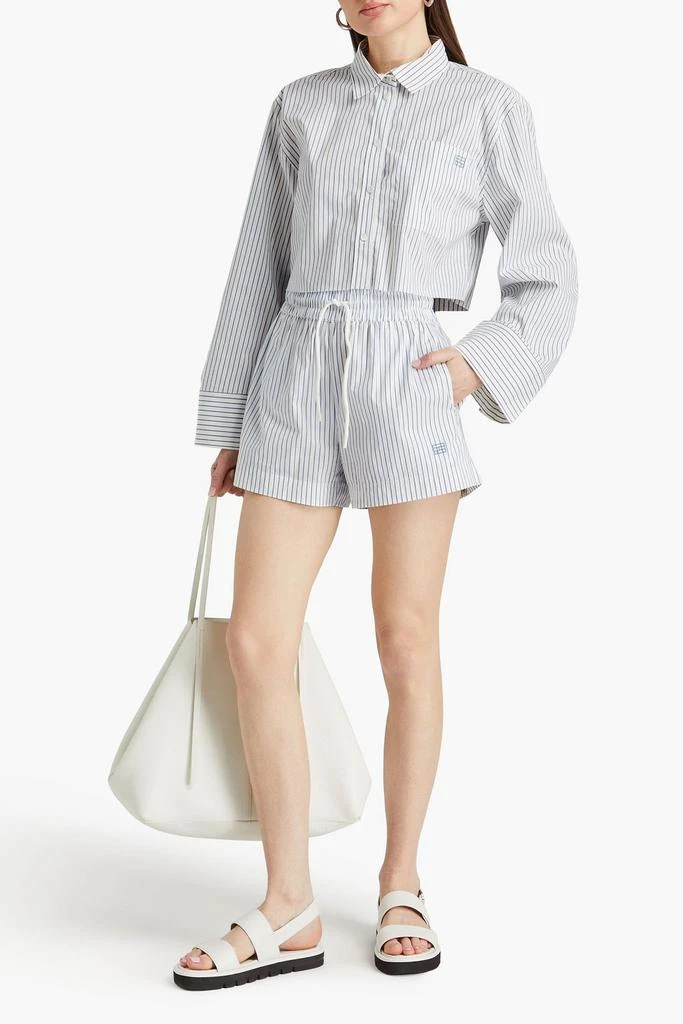 FRAME Striped cotton-blend poplin shorts 2