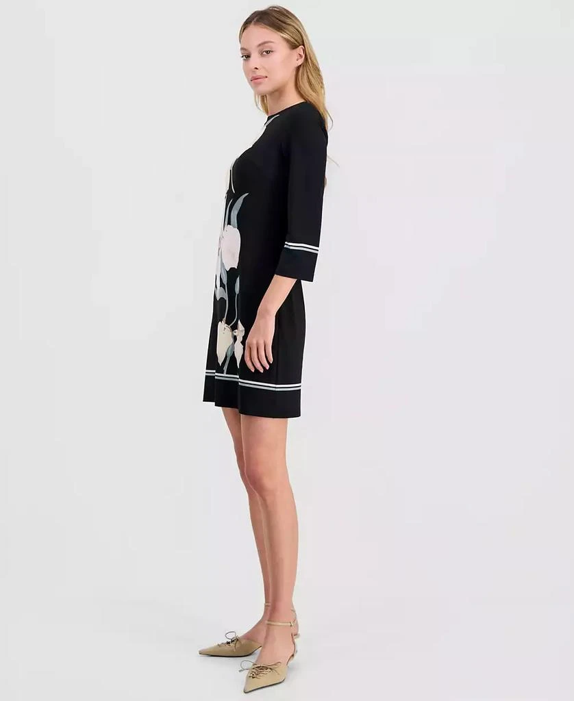 Anne Klein Women
s Printed Boat-Neck 3/4-Sleeve T-Shirt Dress 4