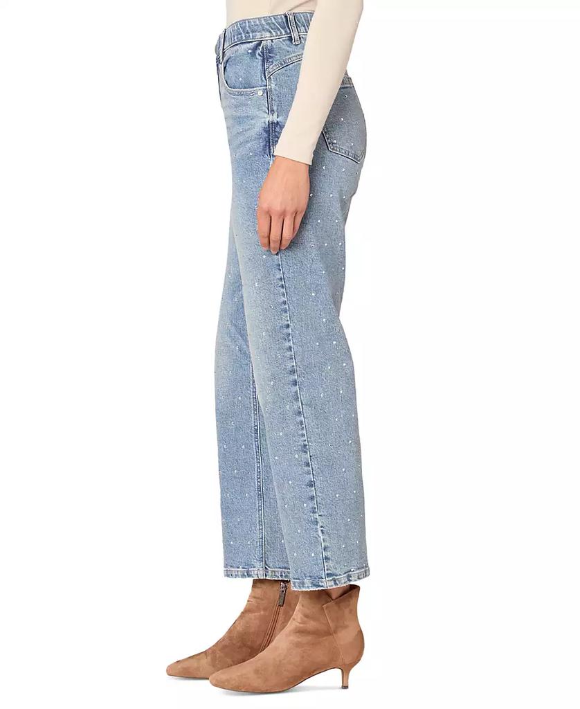 Democracy Petite Rhinestone Cropped High-Rise Boyfriend Jeans