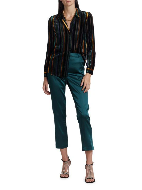 L'Agence Laurent Striped Velvet Shirt 6