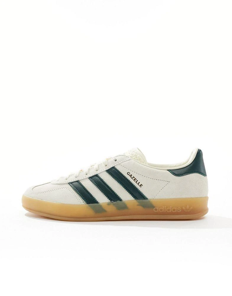 Adidas adidas Originals Gazelle Indoor trainers in cream and green 2