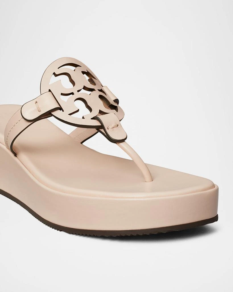 Tory Burch Miller Leather Logo Wedge Thong Sandals 2