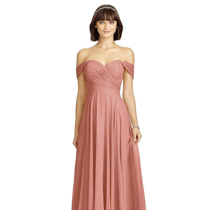 Dessy Collection Off-The-Shoulder Draped Chiffon Maxi Dress 2970 1