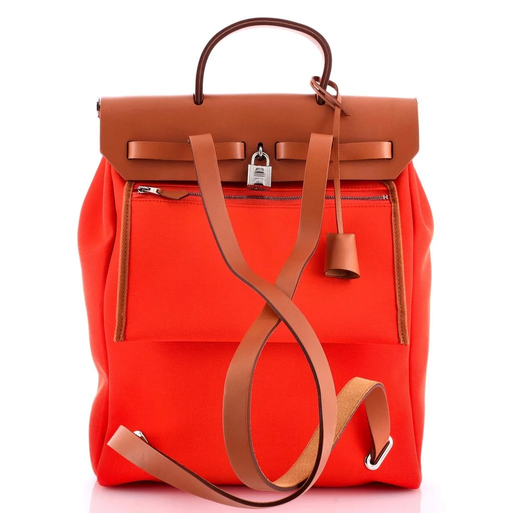 Hermes Herbag A Dos Zip Backpack Toile and Leather 4
