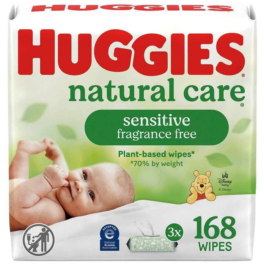 Huggies Natural Care Sensitive Baby Wipes Unscented, 168