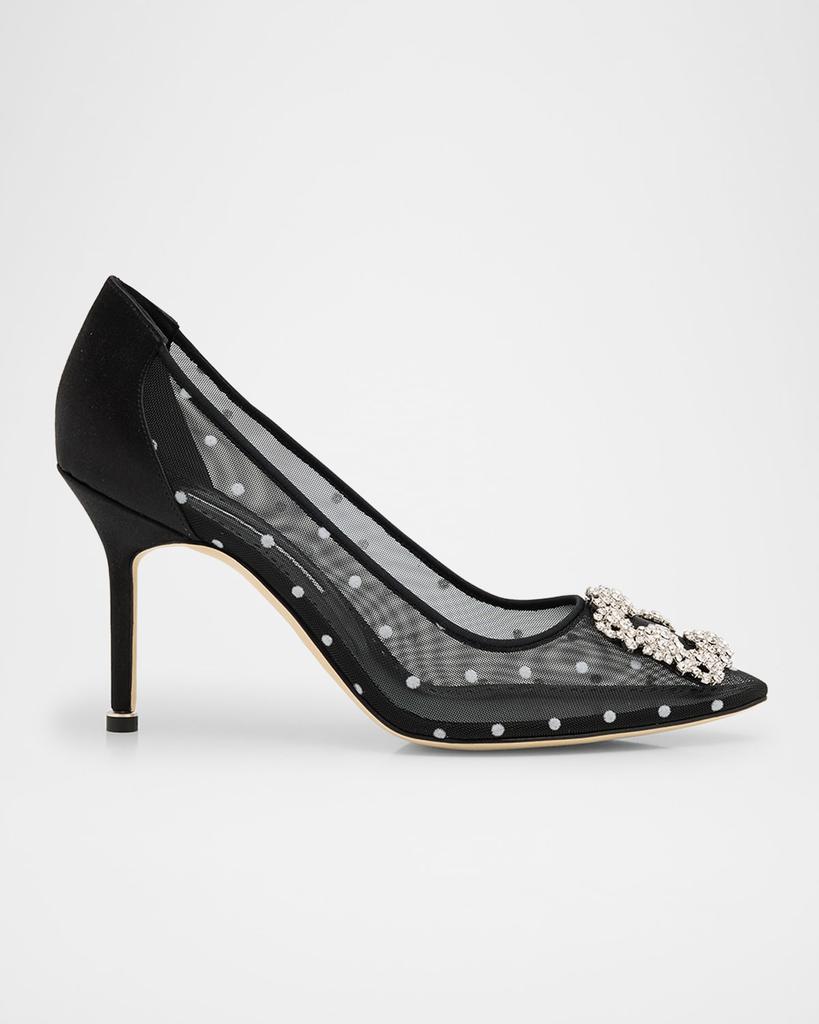 Manolo Blahnik Hangisi Polka-Dot Mesh Pumps