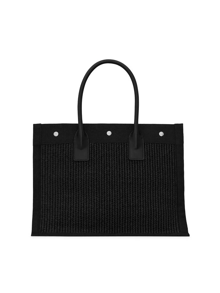 Saint Laurent Rive Gauche Small Tote Bag in Raffia and Leather 3