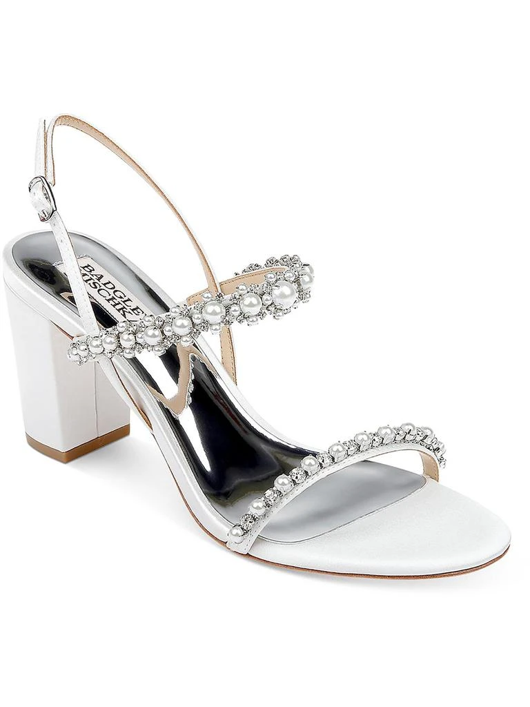 Badgley Mischka Natasha Womens Satin Adjustable Block Heel 1