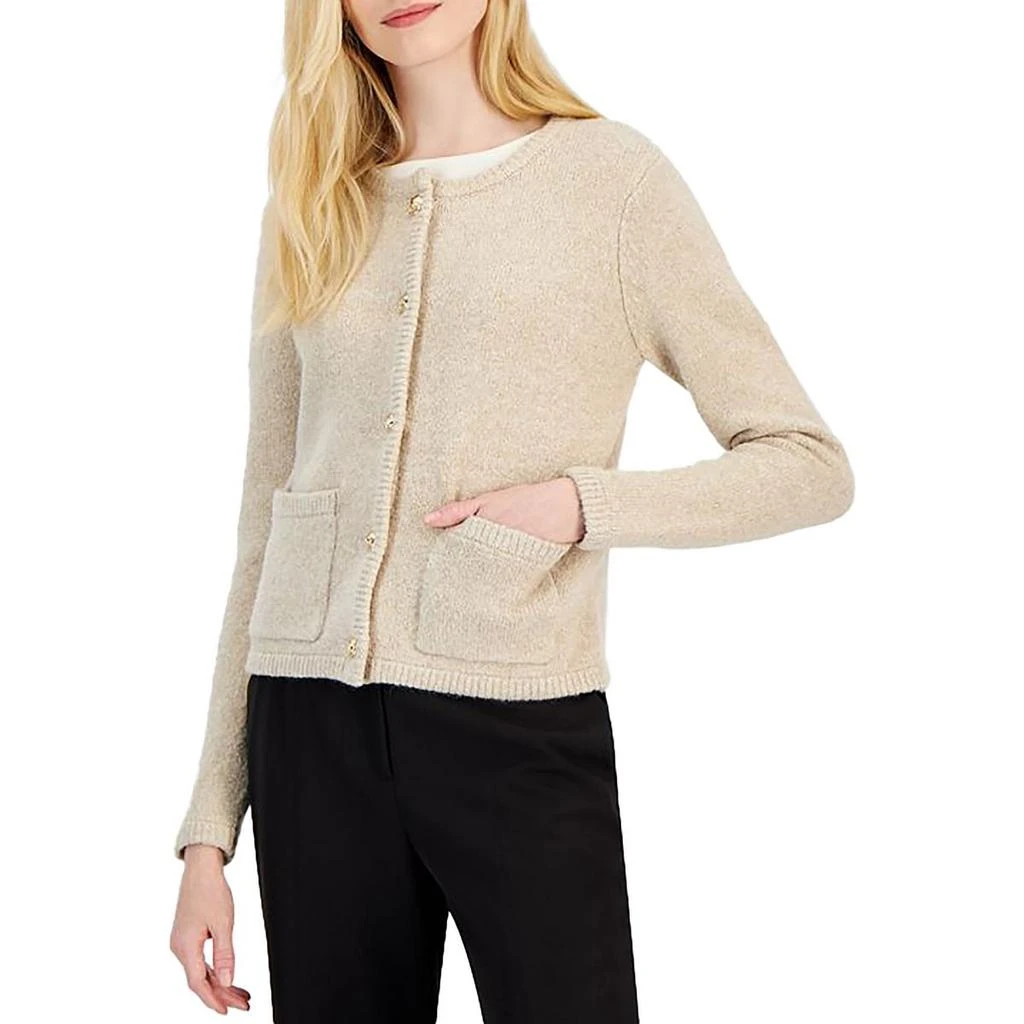 Tahari Womens Pocket Knit Cardigan Sweater 1