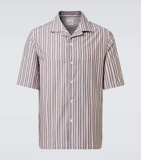 Brunello Cucinelli Striped cotton bowling shirt 1