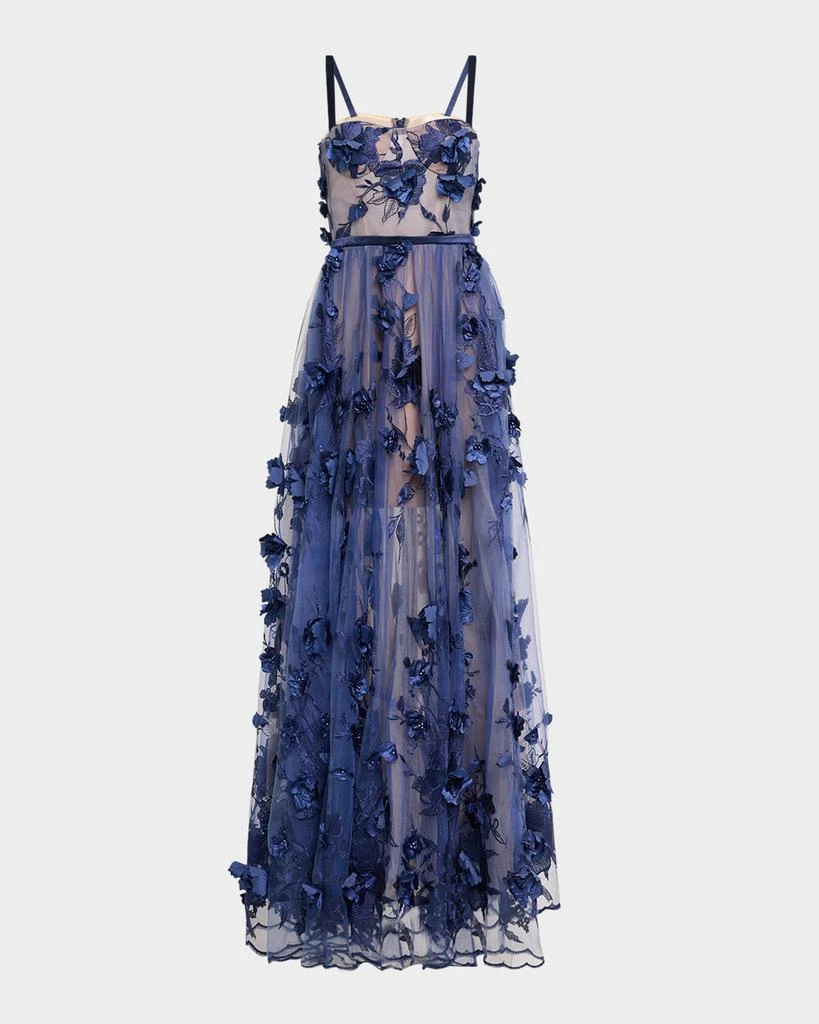 BRONX AND BANCO Anastasia Embroidered Floral Applique Gown 1