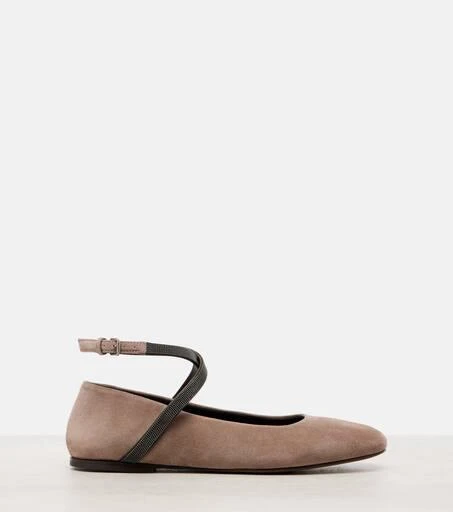 Brunello Cucinelli Monili suede ballerina flats 4