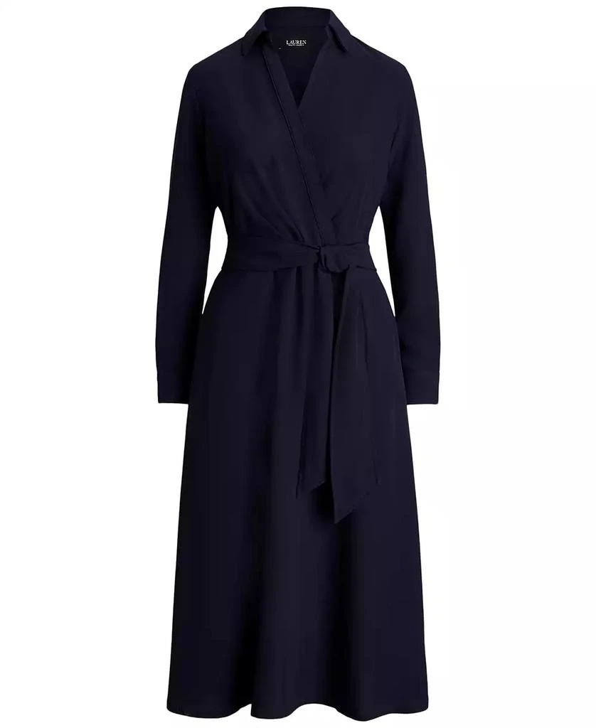 Ralph Lauren Women's Self-Belt Long-Sleeve Surplice Georgette Midi Dress 3