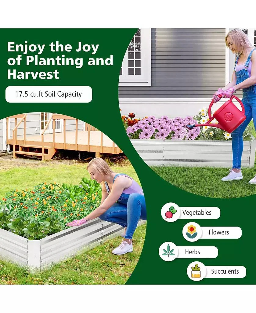 Gymax 6 x 3 x 1FT Galvanized Raised Garden Bed Heavy-Duty Elevated Rectangle Plant Box 10