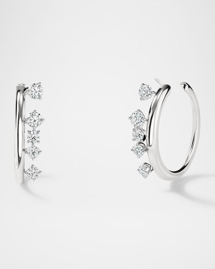 Hearts On Fire 18K White Gold Barre Floating Diamond Small Hoop Earrings