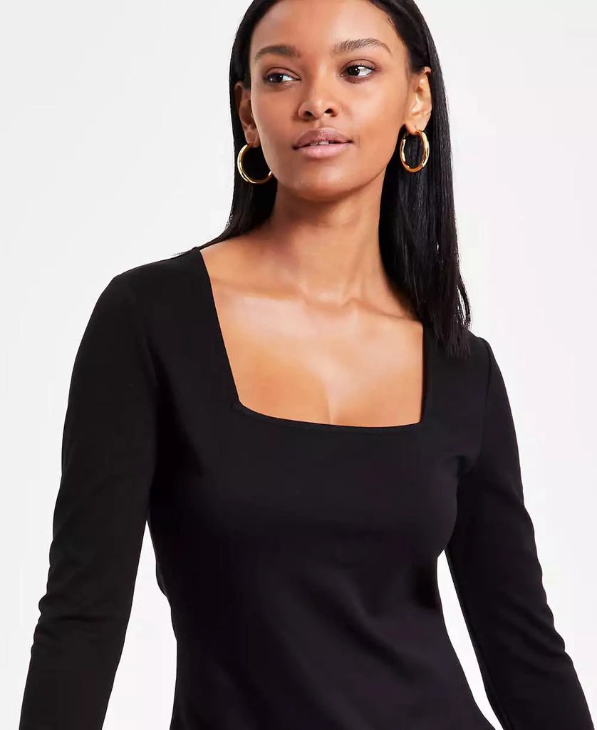 Bar III Women's Mixed Media Long-Sleeve Bubble-Hem Dress, Exclusively at Macy's 4