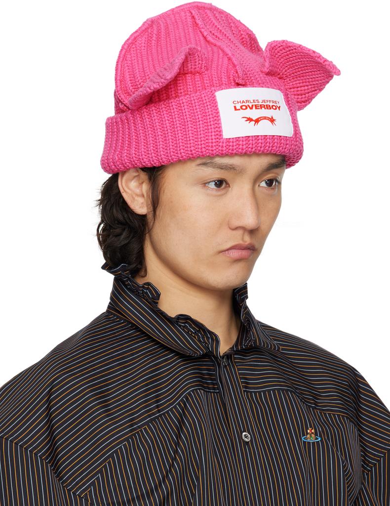 Charles Jeffrey Loverboy Pink Chunky Ears Beanie