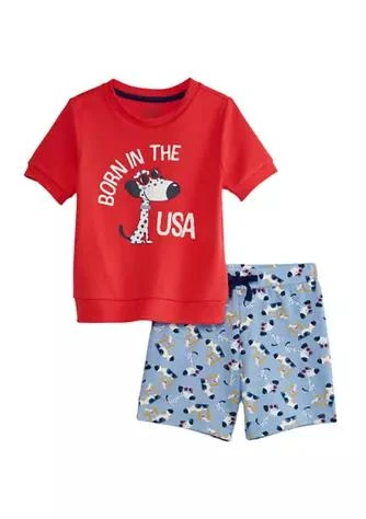 Crown & Ivy™ Ivy Toddler Boys Short Sleeve Terry Shorts Set 1