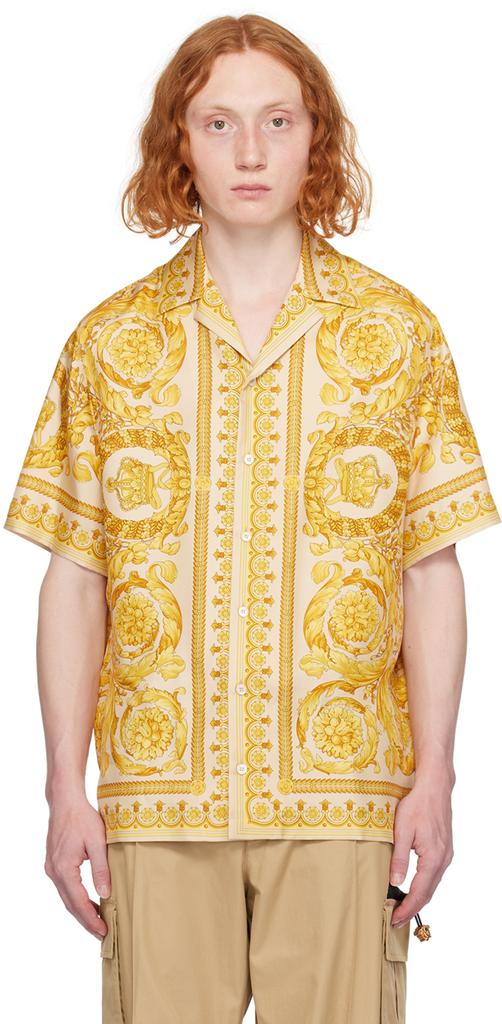 【VERSACE】Barocco Sea T-shirt Beige Porcelain Barocco Regular-Fit T-Shirt | VERSACE US
