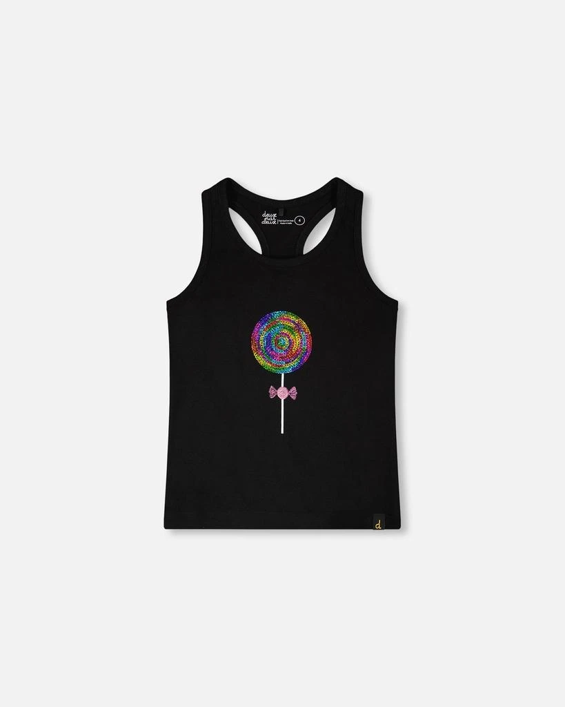 Deux par Deux Organic Cotton Jersey Tank Top Black