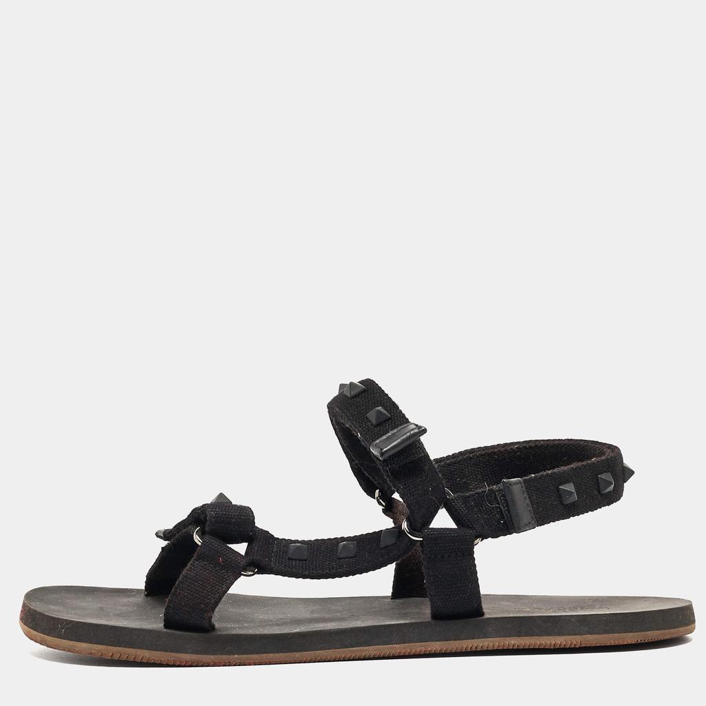 Valentino Valentino Black Canvas Rockstud Strappy Sandals Size 43