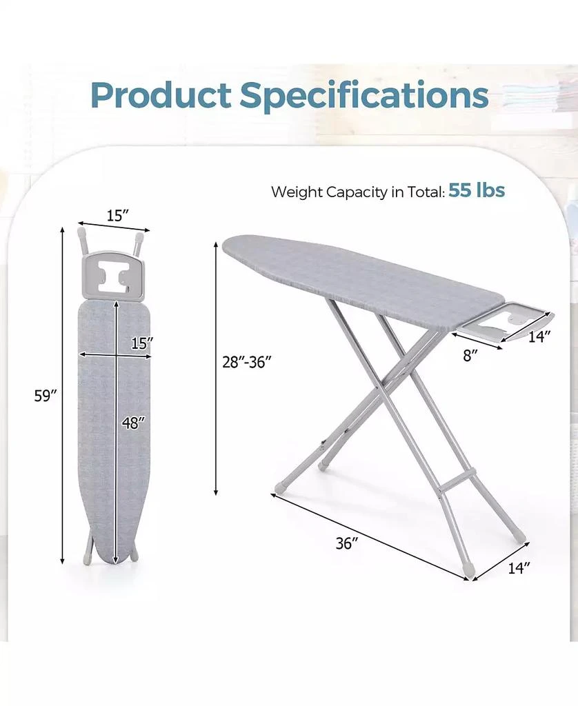 Ecooso Full Size Ironing Board with Iron Rest and 7-Level Height 2