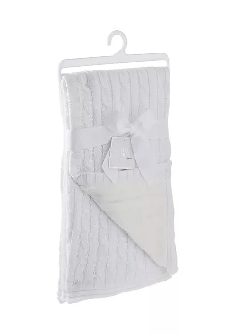 Tots Fifth Avenue Baby Cable Knit Sherpa Blanket, Ivory