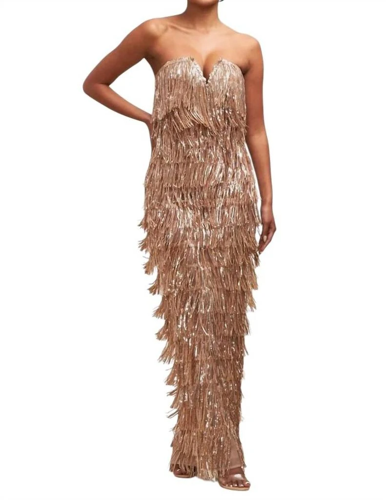 slim fit dress slacks Long Sleeve Lurex Yarn Fringe Detail Column Dress – John Paul Ataker